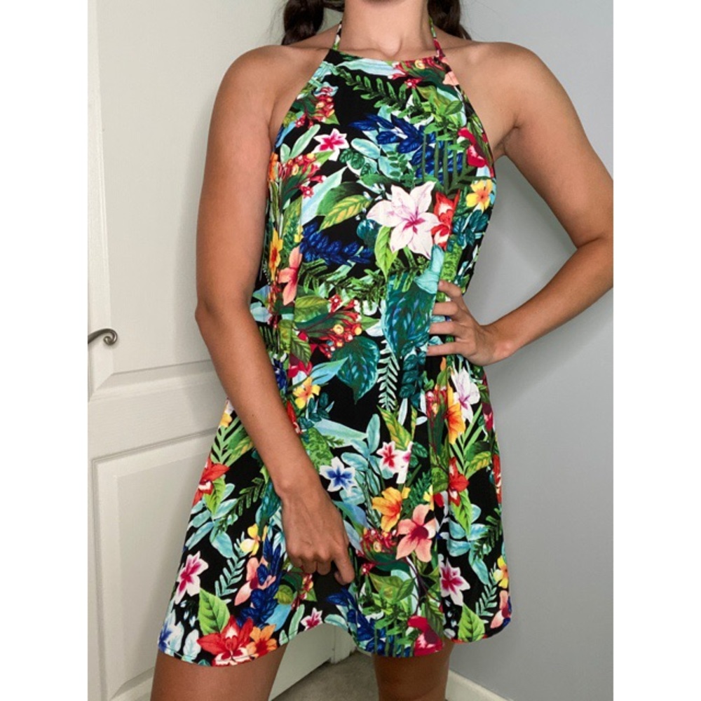 SHOW ME YOUR MUMU FLORAL HAWAIIAN HALTER DRESS